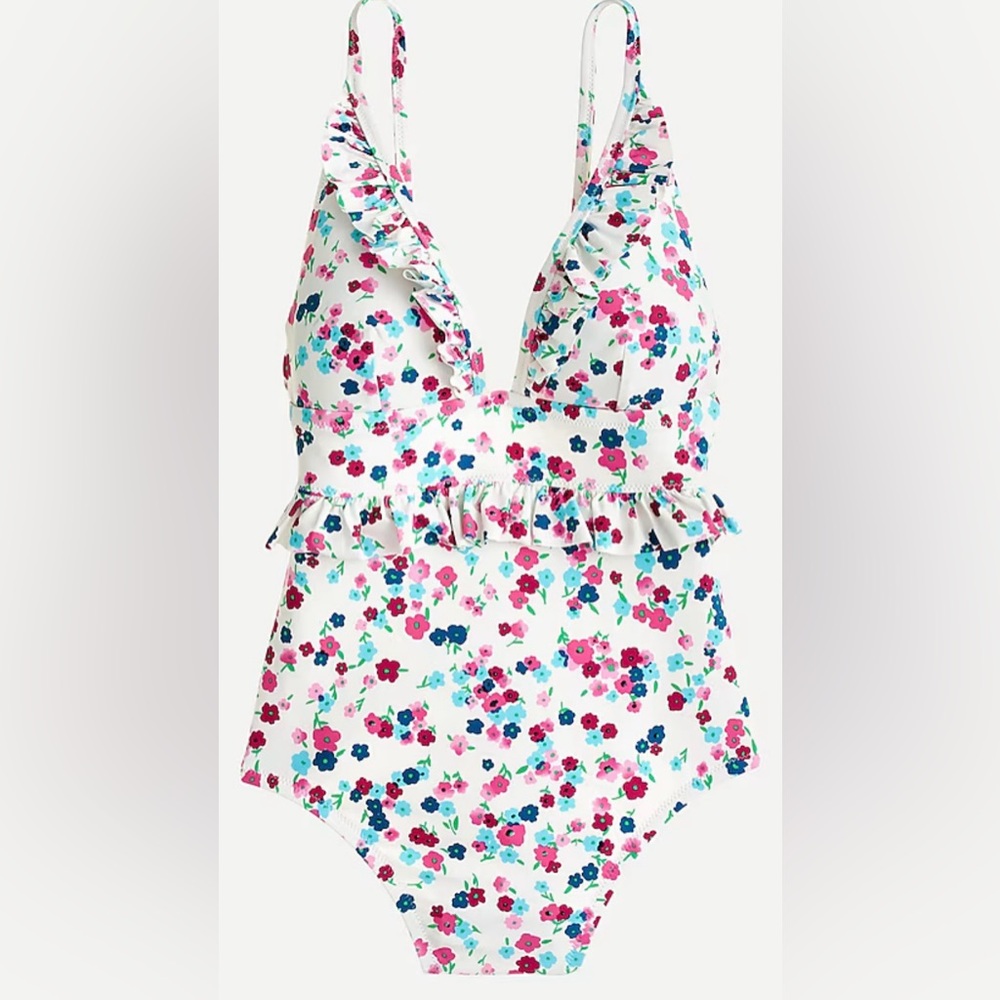 J. Crew Ruffle Plunge One-Piece Swimsuit